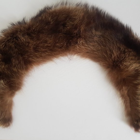 Brown Raccoon Fur Scarf, Vintage Raccoon Fur Collar - Picture 6 of 13